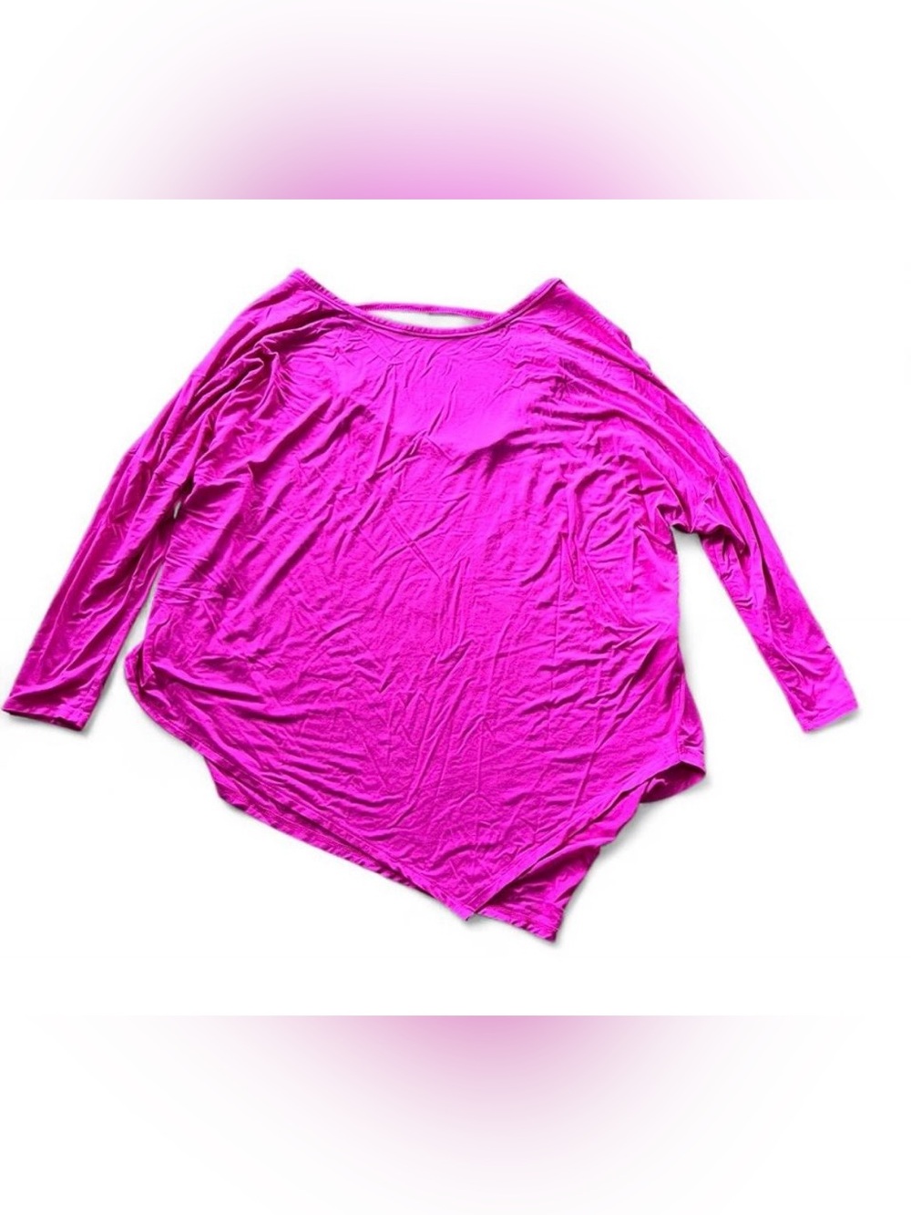 GAIAM Women's Hot Pink Long-Sleeve Asymmetric Hem Top